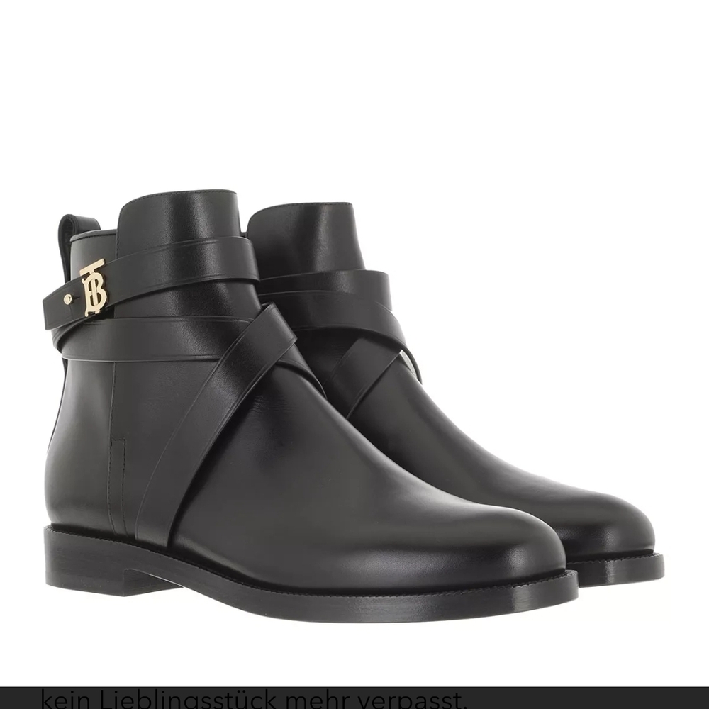 Burberry Black Leather Ankle Boots, size 40